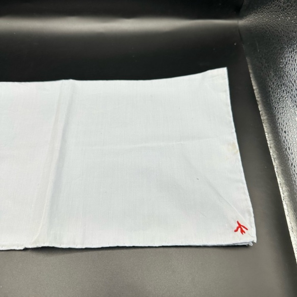 Isaia Light Blue Pocket Square with Red Coral Accent